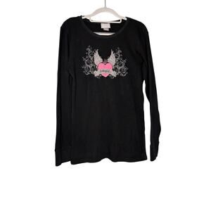 Lake Girl y2k winged heart waffle‎ knit long sleeve top